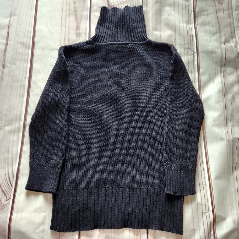 Lauren Jeans Co Knit Tunic Sweater Collared 3 Button Pocket Black Vintage Size L - Picture 4 of 8